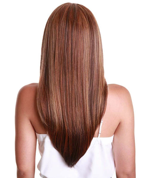 Kiya Aubum Brown Blend Long Bob Lace Front Wig