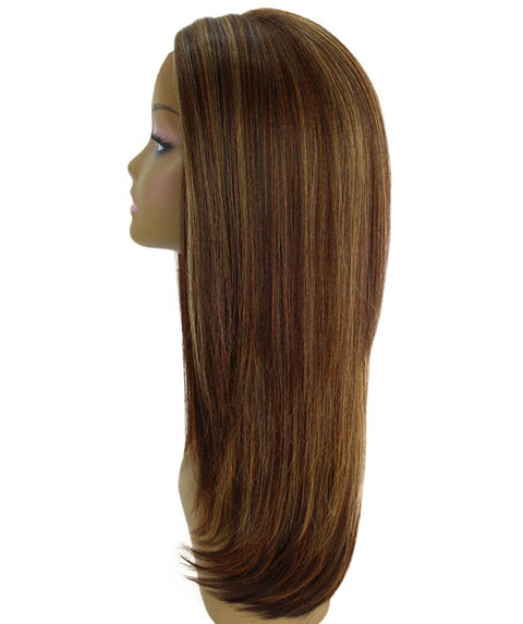 Kiya Aubum Brown Blend Long Bob Lace Front Wig