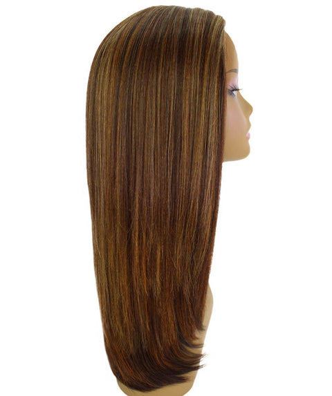 Kiya Aubum Brown Blend Long Bob Lace Front Wig