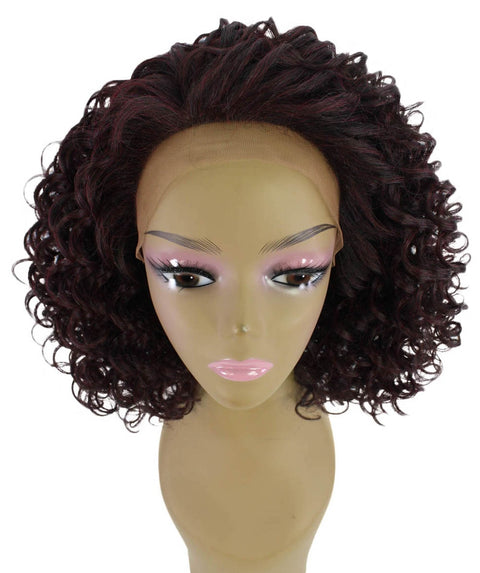 Idla Deep Red and Black Blend Bob Lace Front Wig