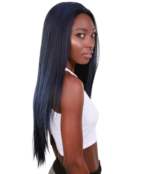 Yoko Blue and Black Blend Curly Lace Front Wig