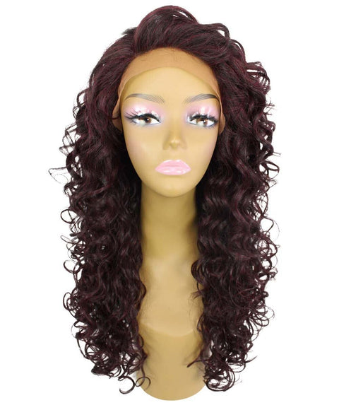 Mariah Deep Red and Black Blend Curly Lace Front Wig