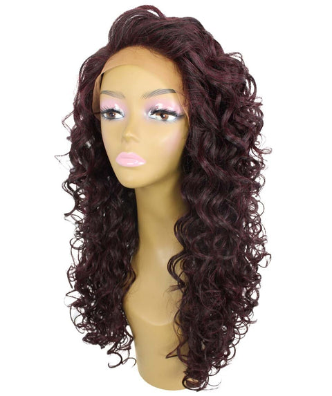 Mariah Deep Red and Black Blend Curly Lace Front Wig