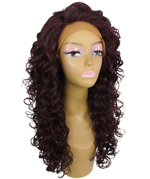 Mariah Deep Red and Black Blend Curly Lace Front Wig