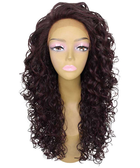 Mariah Medium Red and Black Blend Curly Lace Front Wig