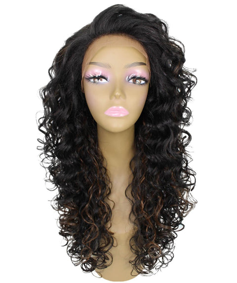 Mariah Black with Caramel Curly Lace Front Wig