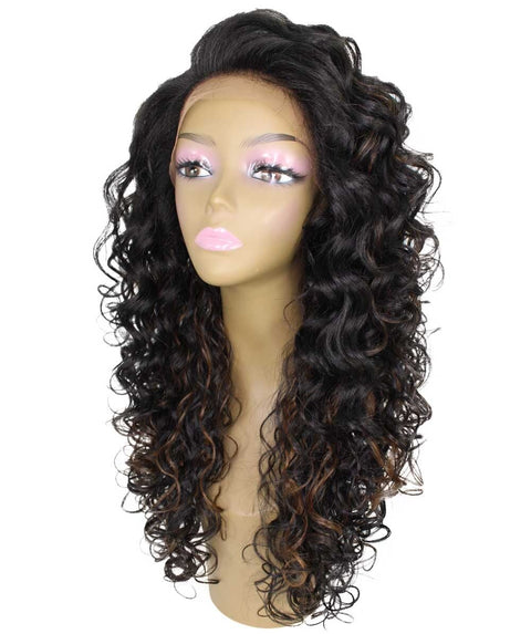 Mariah Black with Caramel Curly Lace Front Wig