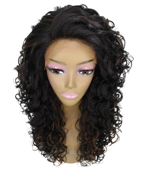 Mariah Black with Caramel Curly Lace Front Wig