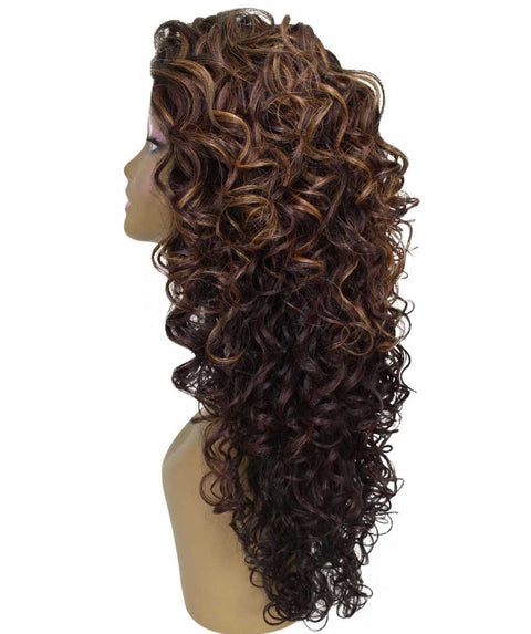Mariah Carmel Brown Blend Curly Lace Front Wig