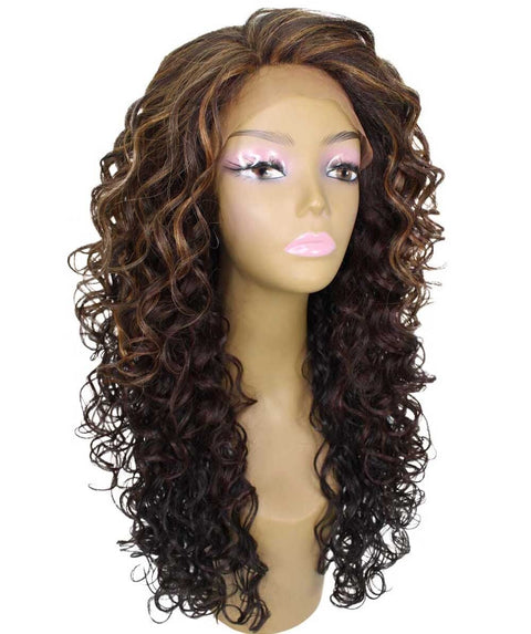 Mariah Carmel Brown Blend Curly Lace Front Wig