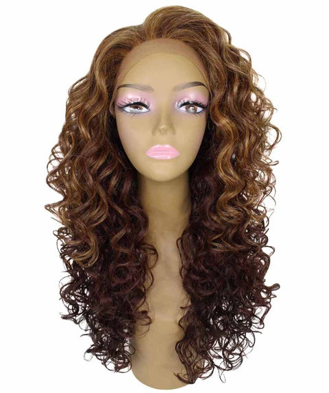 Mariah Copper Aubum Blend Curly Lace Front Wig