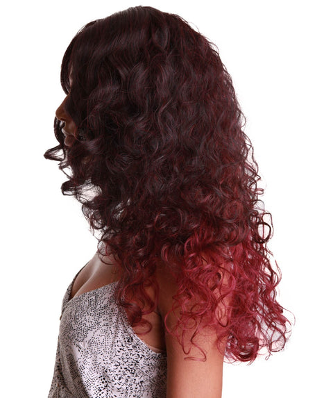 Mariah Deep Red Over Medium Red Curly Lace Front Wig