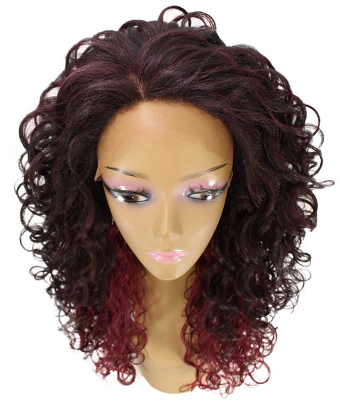 Mariah Deep Red Over Medium Red Curly Lace Front Wig