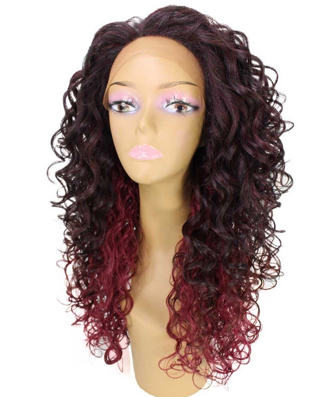 Mariah Deep Red Over Medium Red Curly Lace Front Wig