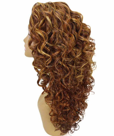 Mariah Aubum Brown Blend Curly Lace Front Wig