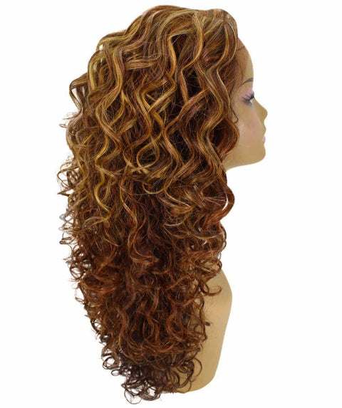 Mariah Aubum Brown Blend Curly Lace Front Wig