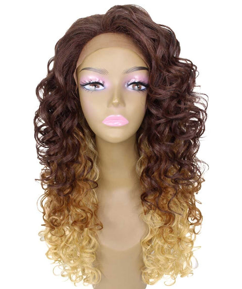 Mariah Medium Brown over Blonde Curly Lace Front Wig
