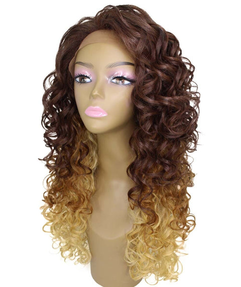 Mariah Medium Brown over Blonde Curly Lace Front Wig