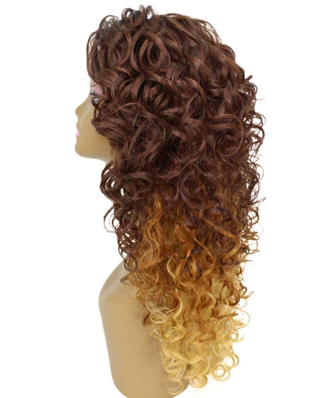 Mariah Medium Brown over Blonde Curly Lace Front Wig