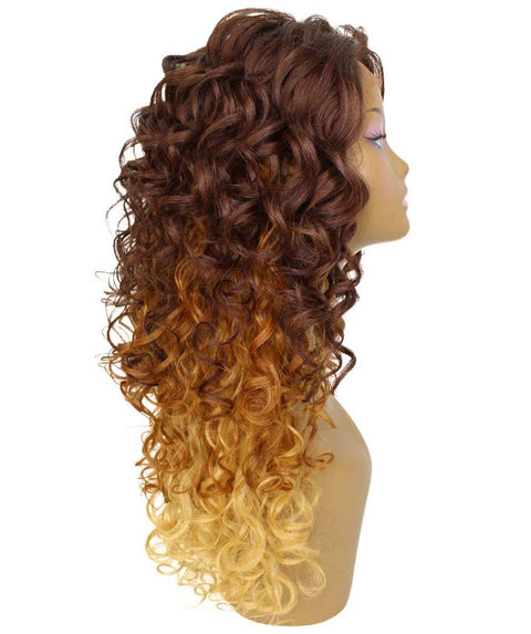 Mariah Medium Brown over Blonde Curly Lace Front Wig