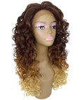 Mariah Medium Brown over Blonde Curly Lace Front Wig