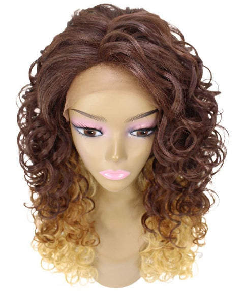 Mariah Medium Brown over Blonde Curly Lace Front Wig