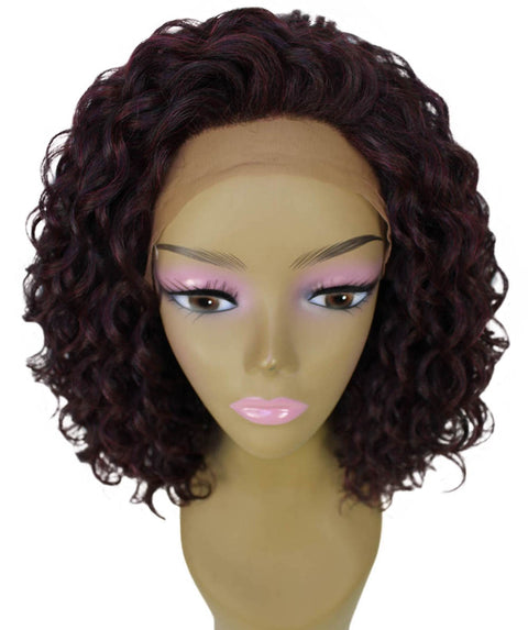 Ada Deep Red and Black Blend Curly Bob Lace Front Wig
