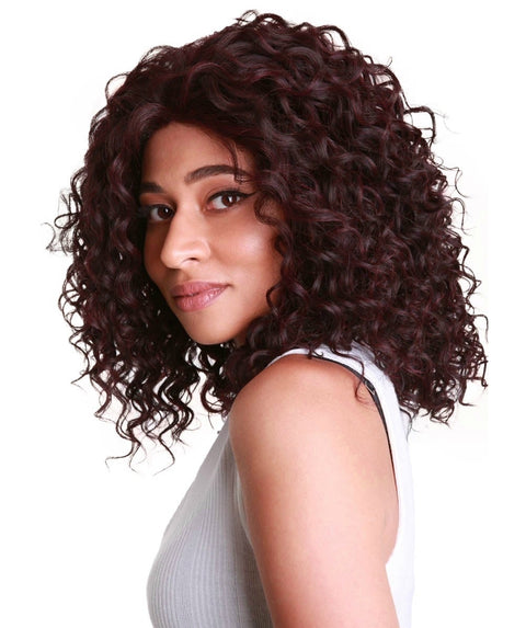 Ada Medium Red and Black Blend Curly Bob Lace Front Wig