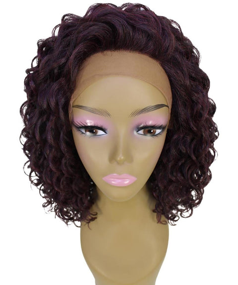 Ada Medium Red and Black Blend Curly Bob Lace Front Wig