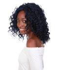 Ada Blue and Black Blend Curly Bob Lace Front Wig