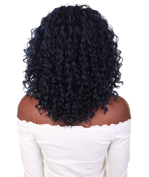 Ada Blue and Black Blend Curly Bob Lace Front Wig