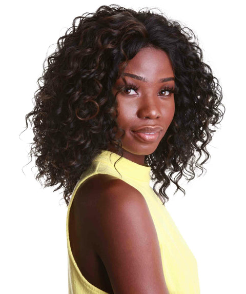 Ada Black with Caramel Curly Bob Lace Front Wig