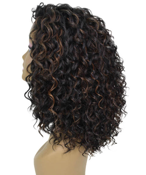 Ada Black with Caramel Curly Bob Lace Front Wig