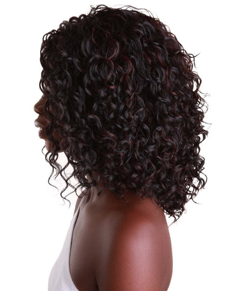 Ada Black with Aubum Curly Bob Lace Front Wig