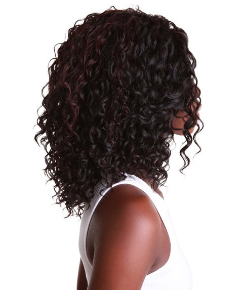 Ada Black with Aubum Curly Bob Lace Front Wig