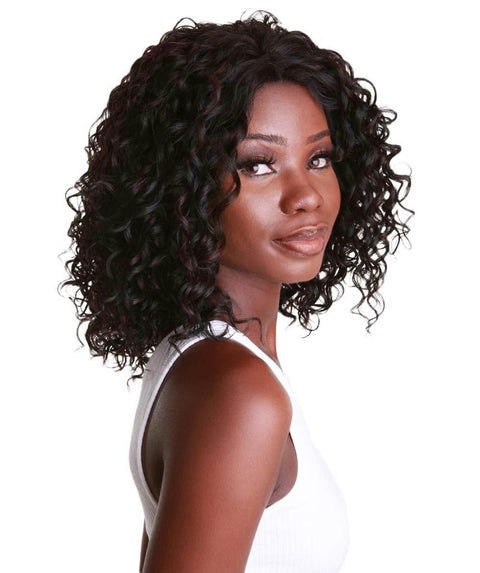 Ada Black with Aubum Curly Bob Lace Front Wig