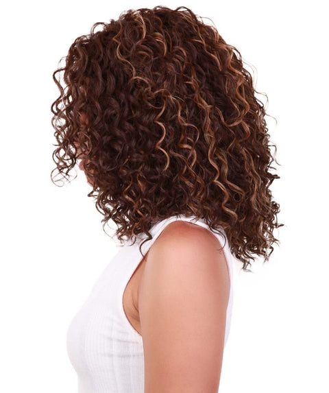 Ada Brown with Golden Curly Bob Lace Front Wig