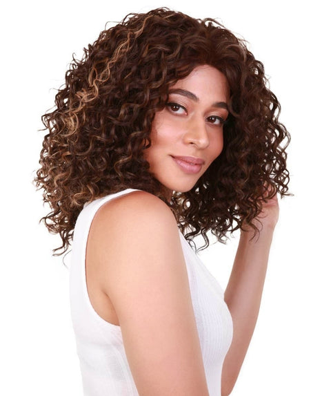 Ada Brown with Golden Curly Bob Lace Front Wig