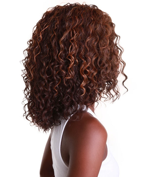 Ada Carmel Brown Blend Curly Bob Lace Front Wig