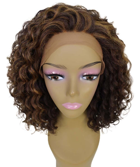 Ada Carmel Brown Blend Curly Bob Lace Front Wig