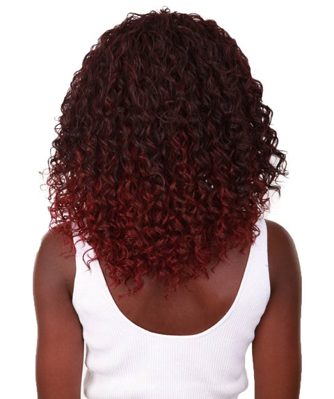 Ada Deep Red Over Medium Red Curly Bob Lace Front Wig
