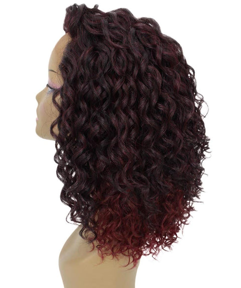Ada Deep Red Over Medium Red Curly Bob Lace Front Wig