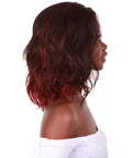 Rayana Deep Red Over Medium Red Light Shag Bob Lace Front Wig