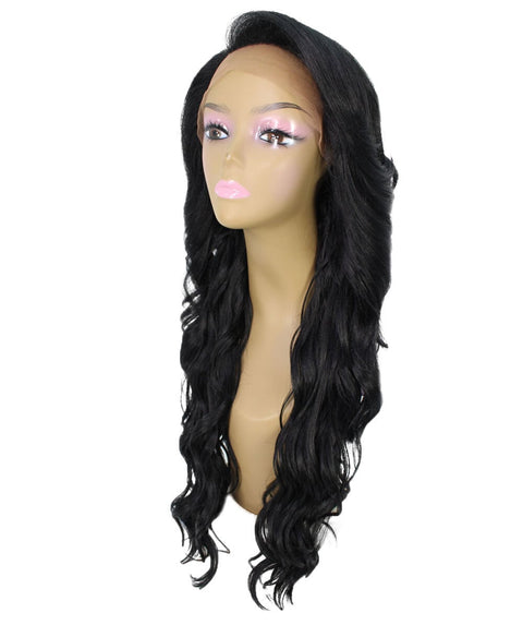 Asana Black Long Wavy Lace Front Wig