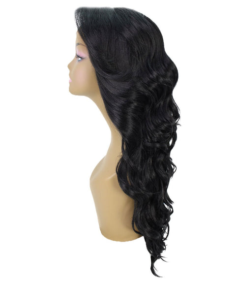 Asana Black Long Wavy Lace Front Wig
