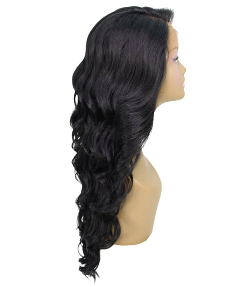 Asana Black Long Wavy Lace Front Wig