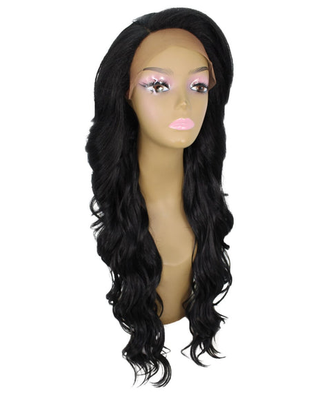 Asana Black Long Wavy Lace Front Wig