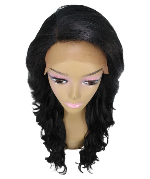 Asana Black Long Wavy Lace Front Wig