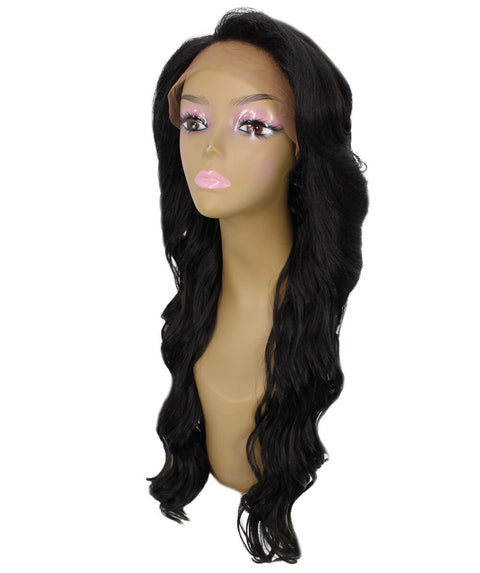 Asana Natural Black Long Wavy Lace Front Wig