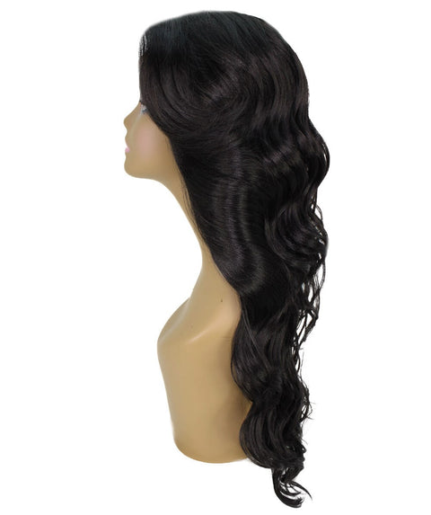 Asana Natural Black Long Wavy Lace Front Wig